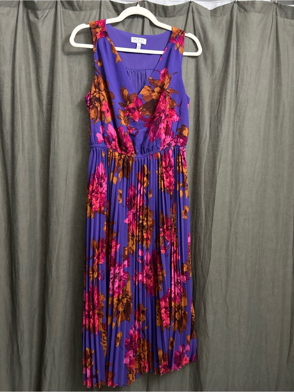 sofia by sofia vergara Purple Maxi Dress with Pink and Brown Floral Print